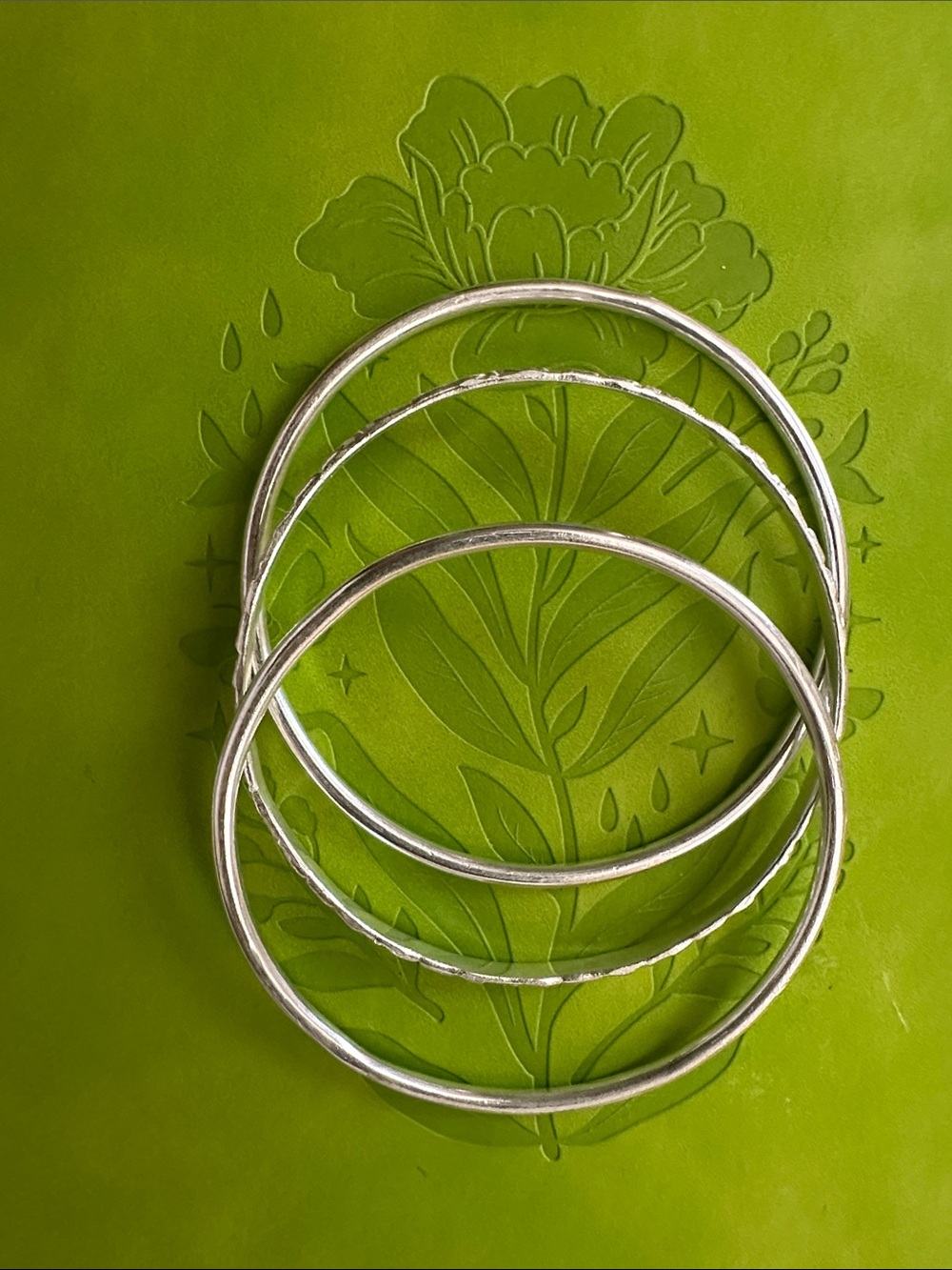 Sterling Silver Tone Stackable Bangle Bracelets - Silver